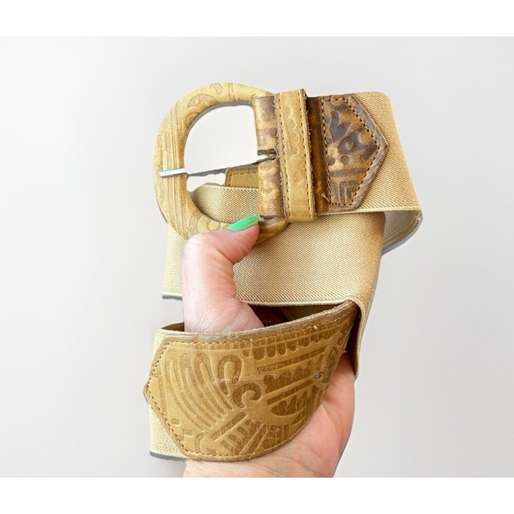 Accessories By Pearl Tan Elastic Leather Belt Size S USA Western
